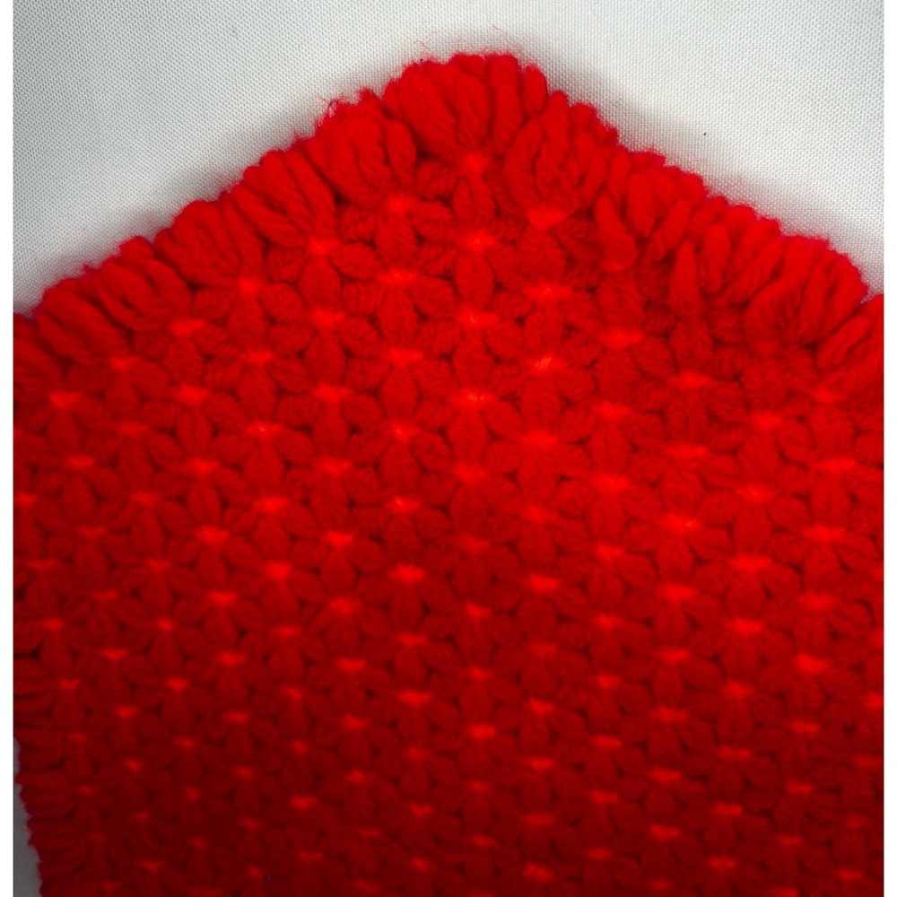 Vintage Set‎ 2 Crochet Placemat Doilies Red Orange Flowers/Stripes Handmade - Picture 4 of 7